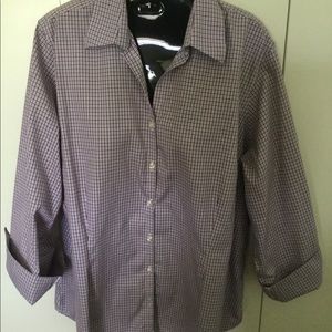 Lands End Ladies Purple Plaid Shirt